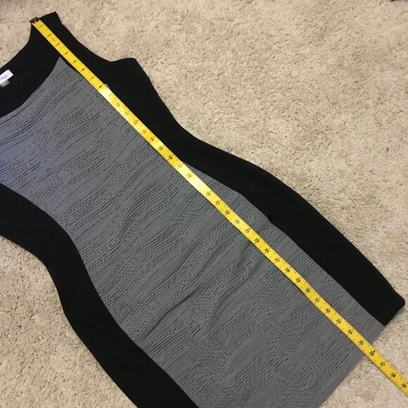 Calvin Klein Black and Grey Colourblock Sleeveless Shift Dress - Picture 16 of 16